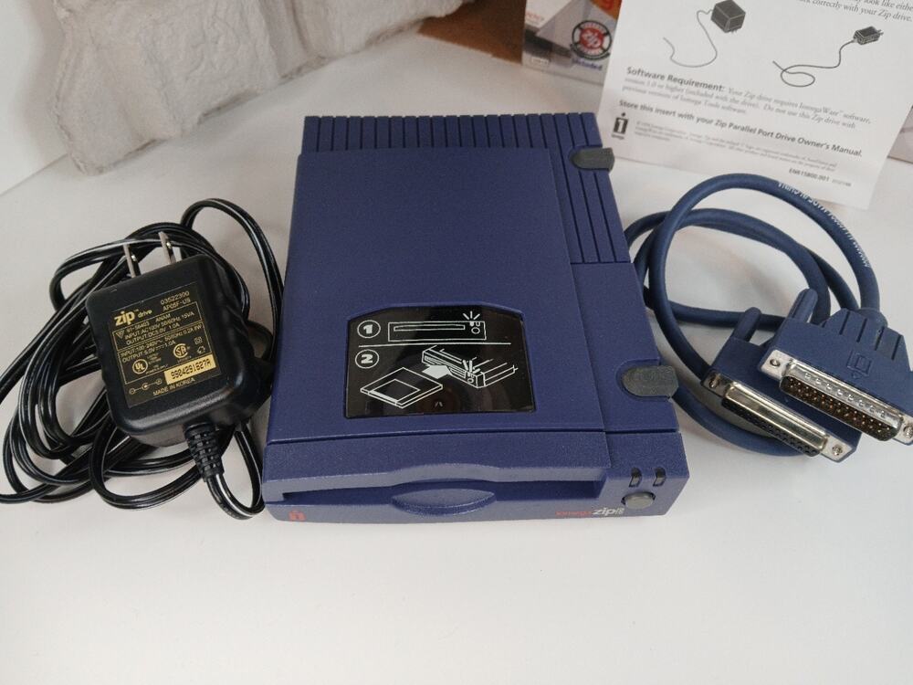 IOMEGA 100 Zip Drive Z100 PC Parallel SCSI Port Cable Power Adapter UNTESTED *